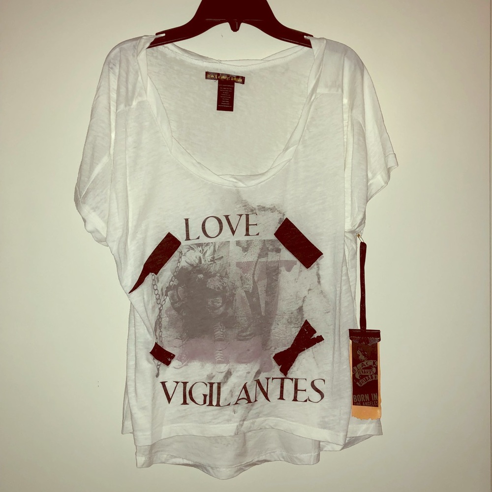 🔴 Love Vigilantes Scoop Neck Burn-Out Top NWT